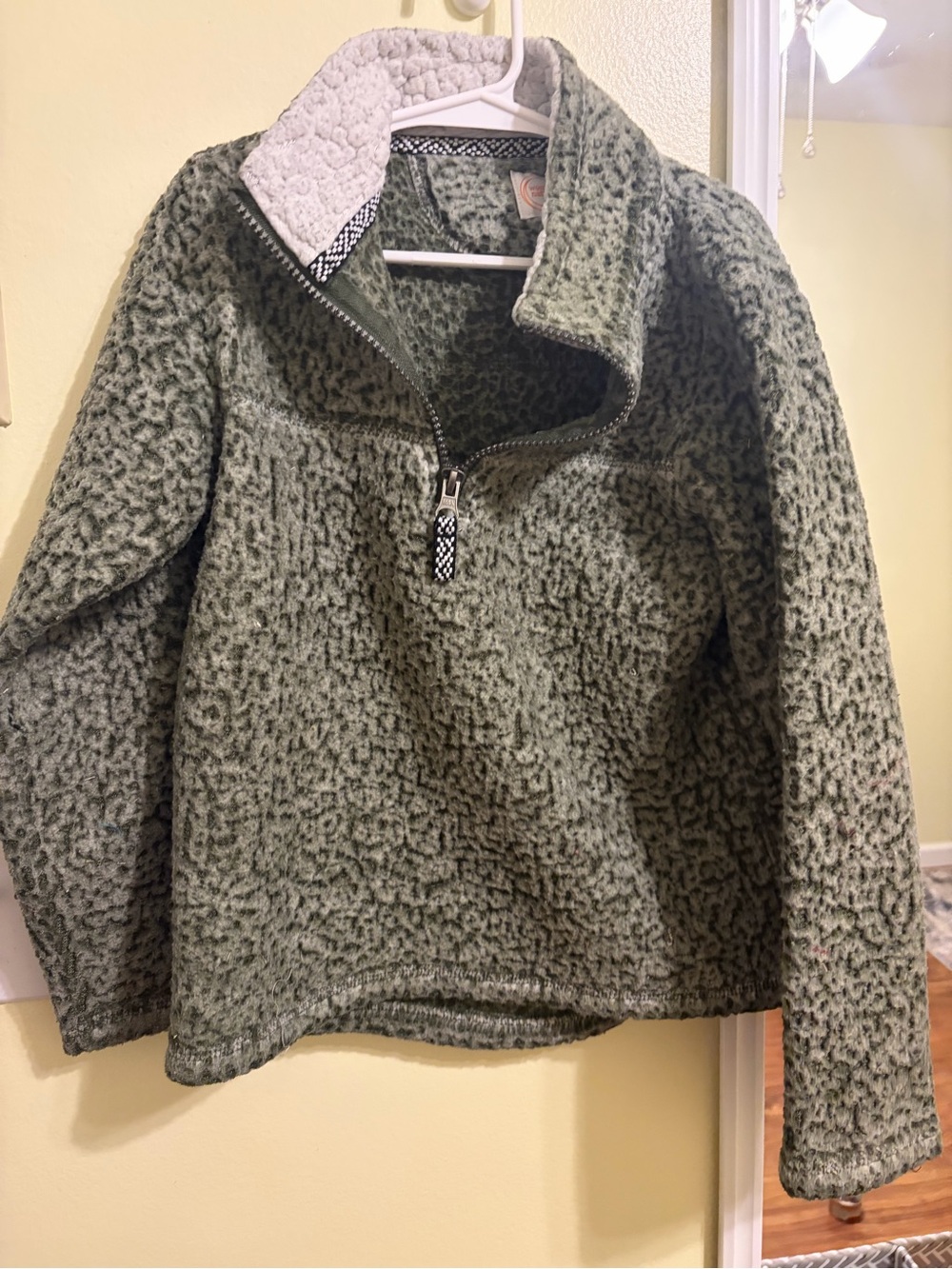 wonder nation Olive Green Sherpa Quarter-Zip Jacket